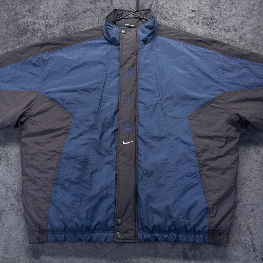 Vintage Nike Air Quilted Windbreaker Puffer Jacket Mens XL Quilted Lining 90s